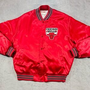 Rare Vintage 80’s Locker Line Chicago Bulls Satin Jacket XL Spellout Patch🔥